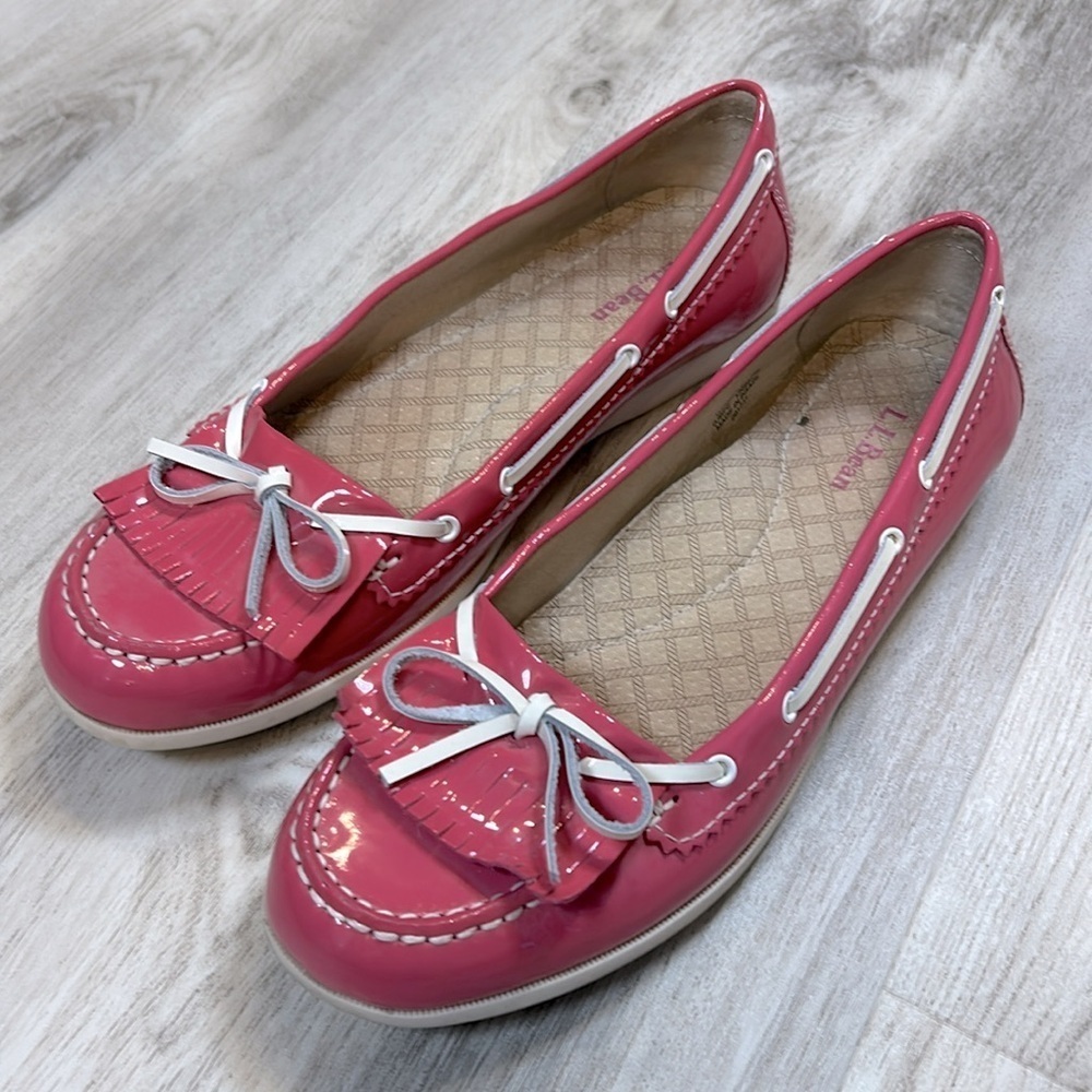L.L. Bean Old Money Barbie Patent Leather Slip-On Boat Shoes Moccasin Loafers 9 - Picture 4 of 11